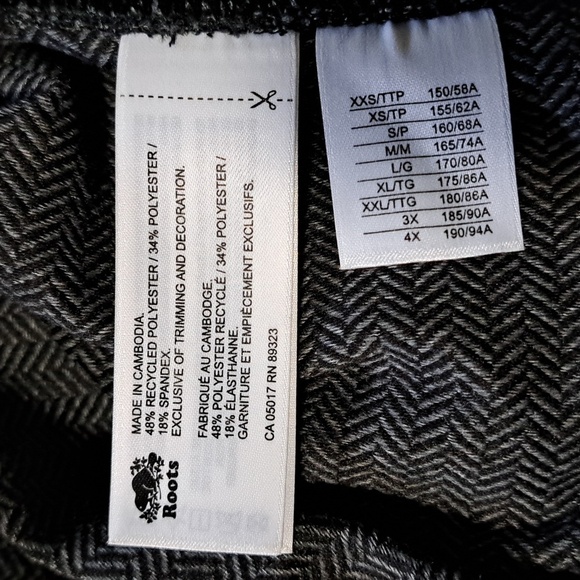 Roots Herringbone Leggings Womens Medium Black Grey Stretch Pants - Picture 8 of 8